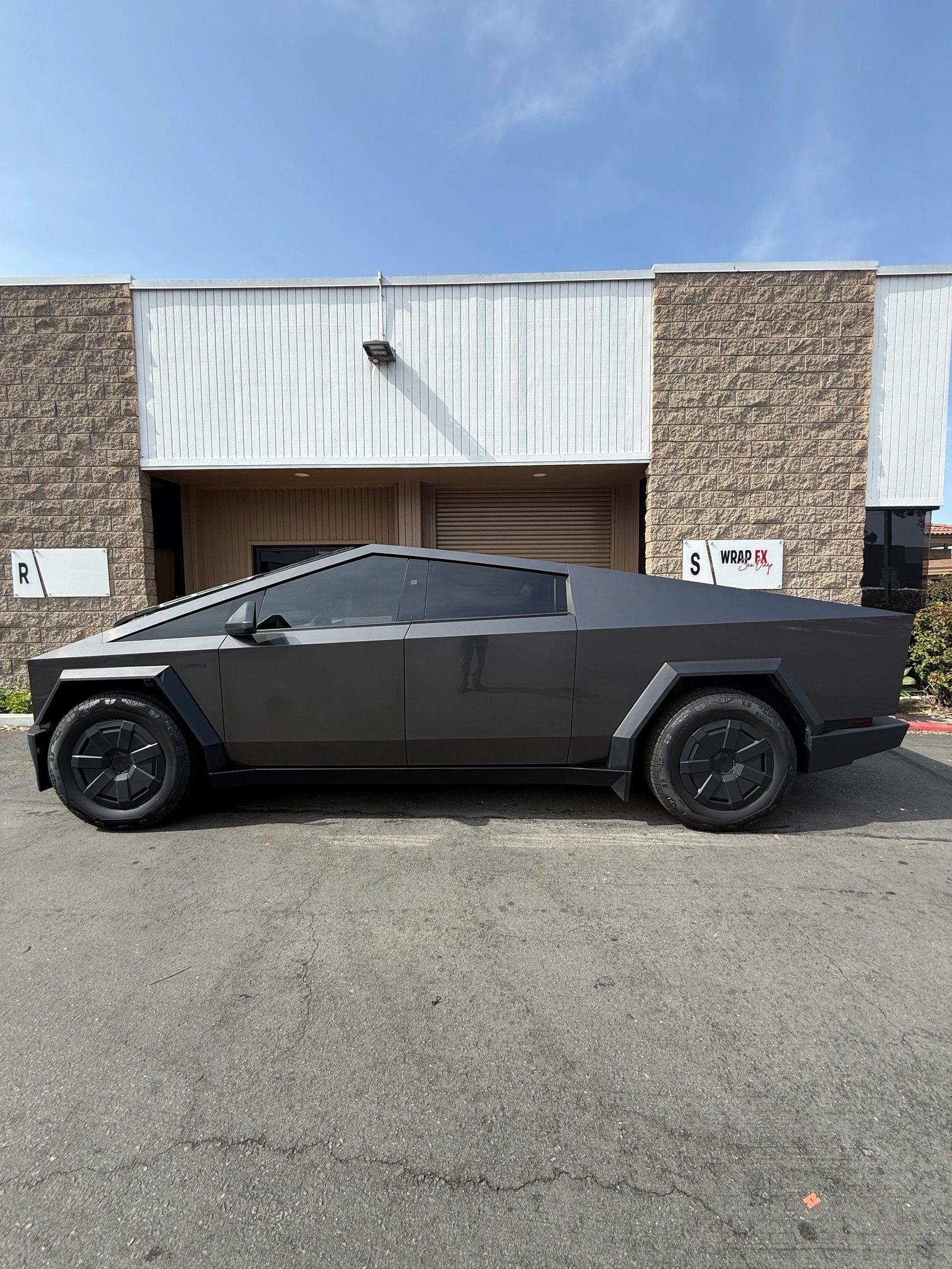 Tesla Cybertruck with a grey color-change wrap by WrapFX San Diego
